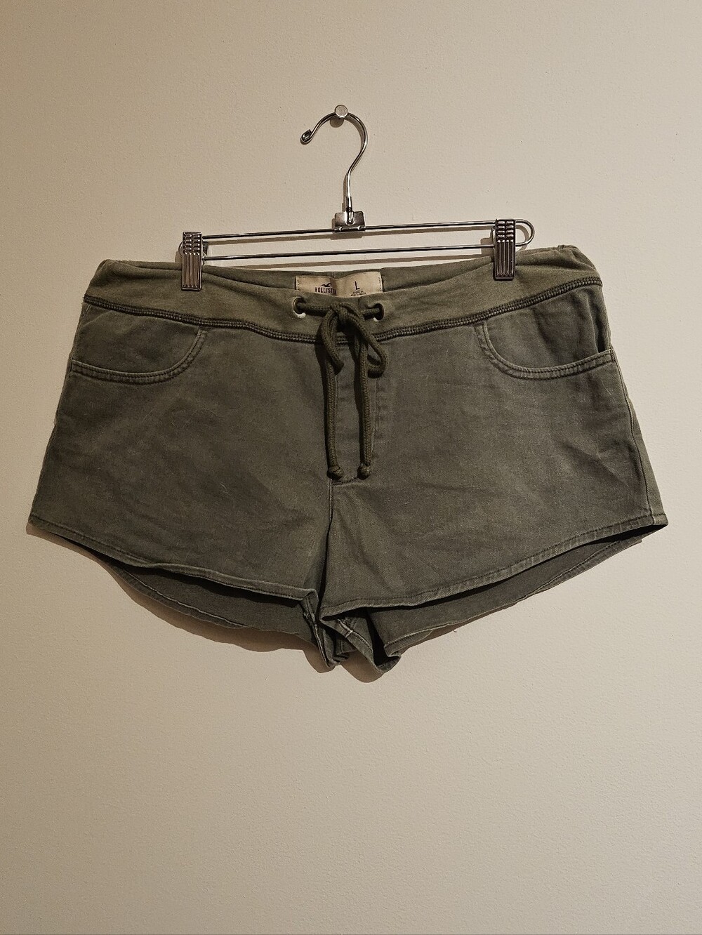 Vtg Hollister Olive Drawstring Y2K Shorts Size L